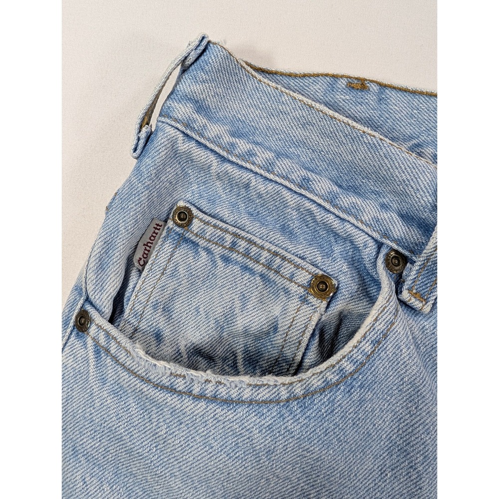 Carhartt B17STW Relaxed Fit Jeans Mens 34x34 Stonewash Blue Distressed Denim - Picture 4 of 8